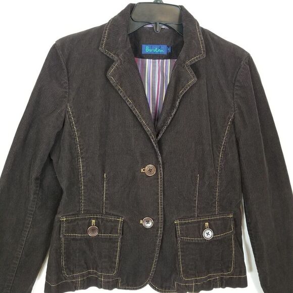 Boden Women Tailored Cotton Cord Semi Fitted Blazer Jacket US 10 Brown Preppy - Picture 2 of 6